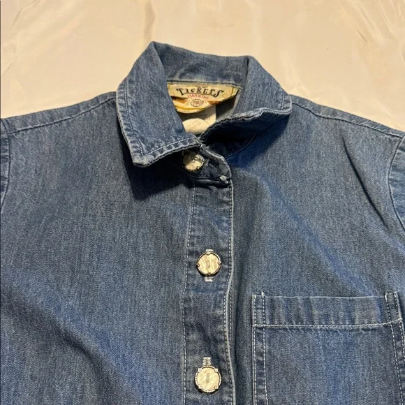Vintage Tickets Denim Button-Front Midi Dress | Made in USA | Size 3/4 - Picture 6 of 12